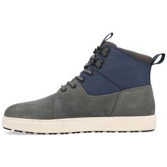 The Wasatch sneaker boot from Territory is certain to become your new go-to. Genuine leather materials with two-tone embellishments shape this high-top design which is supported by a flexible yet durable EVA/rubber hybrid outsole. A lace-up fastening ensures a secure fit while an 8 mm Tru Comfort Foam� insole with a padded collar provides superior support. Lace-up High-top Sneakers For Outdoor Activities, High-top Lace-up Boots With Textured Sole For Outdoor, Outdoor High-top Lace-up Sneakers, Outdoor Lace-up High-top Sneakers, Lace-up High-top Sneakers For Outdoor, Sporty Low-top Lace-up Boots With Rubber Sole, Lace-up High-top Sneakers For Hiking, Urban High-top Waterproof Boots With Rubber Sole, Functional Lace-up Synthetic High-top Sneakers