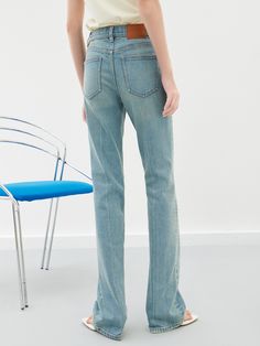 MO&Co. Women's Straight Leg Denim Jeans Features : - Asymmetric waistband- High waist, straight fit - Button and zip closure- Classic five-pocket design Code: MBD1JENT13The back length of size M(27) is 107cmMATERIALS & CARE Material: 99.2% Cotton 0.8% SpandexSeparate mild machine wash below 30°CDo not bleach, hang to dryDo not tumble dry, low ironDo not dry clean, do not expose to the sunWash the reverse side into the mesh bag, do not soakNotice:1. The parts of the leather tag cannot be ironed o Leather Tag, 2023 Fashion, Straight Leg Denim, Mesh Bag, Straight Pants, Pocket Design, Denim Jeans, High Waist, Straight Leg