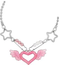 Aesthetic Choker, Cutecore Pink, Star Necklaces, Trendy Stuff, Y2k Kawaii, Harajuku Aesthetic, Kawaii Harajuku, Wing Necklace, Necklaces Jewelry