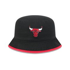 The Chicago Bulls Kids Bucket Hat features an embroidered Bulls logo at the front with a matching brim. Black Bucket Hat With Embroidered Logo For Streetwear, Casual Brimmed Fitted Hat For Baseball Season, Sports Cotton Bucket Hat, Cotton Sports Bucket Hat, Black Bucket Hat With Embroidered Logo, Summer Hats With Logo And Curved Brim, Throwback Adjustable Flat Bill Hat, Flat Brim Cotton Hat With Logo, Adjustable Curved Brim Hats For Fan Gear