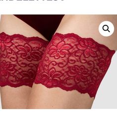 - New In Package - See Size Guide For Details Stretch Red Stockings For Party, Red Stretch Stockings For Party, Elegant Red Lace Bottoms, Fitted Red Stockings For Party, Fitted Red Party Stockings, Thigh Bands, Anti Chafing, Women's Intimates, Size Guide