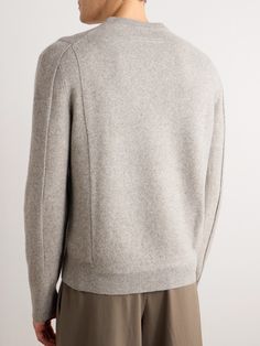 ZEGNA's wool sweater is blended with plenty of cashmere to enhance its soft handle. It's cleverly constructed from knitted panels and defined by uneven ribbed trims. Gently fold yours in between wears to retain its shape. Tom Ford Bag, Sweater For Men, Wardrobe Edit, Cashmere Blend Sweater, Loungewear Shorts, Short Suit, Suede Jacket, Mr Porter, Wool Sweater