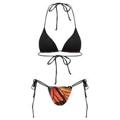 The Butterfly Print Bikini Set offers a colorful butterfly wing design. The adjustable string ties and triangle top provide a stylish and customizable fit. Size:• S: Bust: 81-86cm/ 31.9-33.9 in, Waist: 61-66cm/ 24.0-26.0 in, Hips: 86-91cm/ 33.9-35.8 in• M: Bust: 87-91cm/ 34.3-35.8 in, Waist: 67-71cm/ 26.4-27.9 in, Hips: 92-96cm/ 36.2-37.8 in• L: Bust: 92-96cm/ 36.2-37.8 in, Waist: 72-76cm/ 28.3-29.9 in, Hips: 97-101cm/ 38.2-39.8 in Material: Polyester Black String Tie Swimwear For Summer, Black String Tie Swimwear For Beach, Black Triangle Swimwear For Pool, Summer T-back Swimwear With String Tie, Adjustable Triangle Swimwear For Sunbathing, Summer Festival Swimwear With String Tie, Triangle Beachwear Swimwear For Festival, Triangle Top Swimwear With Drawstring For Festival, Adjustable Triangle Swimwear For Pool