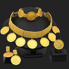 Jewelry Sets- Luxury Dubai Gold Jewelry Sets African Women Wedding Indian Jewellery Ethiopian Coin Big Necklace Earrings Bracelets Rings SetModel Number:1005003263735675 Material : ZInc Alloy or Gold-PlatedNecklace length : about 45cmBracelet length : about 19cmRing diameter : AdjustableQuantity: 1 set (Ring ,necklaces ,earrings,bracelet )Occasion: marrige,Anniversary,Engagement,Party, Gift and so on. Dubai Gold Jewelry, Ring Indian, Choker Necklace Designs, Silver Head Piece, Crystal Bridal Tiaras, Big Necklace, Wedding Indian, Crystal Statement Necklace, Gold Jewelry Sets