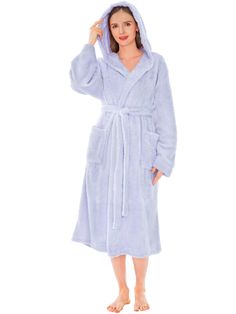 PRICES MAY VARY. Designed to be used as comfortable robe or bathrobe at your home. Our shaggy long robe has the perfect fit and comes with a waist strap so you can adjust for perfect fit and 2 side pockets to keep all your essentials! FLUFFY TEDDY SHERPA FLEECE ROBE: Our Premium Women Fleece Long Hooded Robe is soft on your skin, lightweight, and keeps you warm. We made the robe of fluffy teddy sherpa fabric to make it cozy with an elegant touch! PERFECT GIFT: Ideal present for family or friends Cozy Winter Robe Super Soft, Fuzzy Robe Short, Bath Robes Fluffy, Fluffy Bathrobe, Fuzzy Robe, Cozy Long-sleeve Super Soft Robe, Fleece Robe, Soft Robes, Hooded Robe