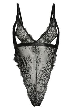 With an adjustable fit, sheer mesh insets and perfectly placed lace, this open-back teddy is the ideal invitation. Style Name:Oh La La Cheri Zuria Open Back Lace Teddy. Style Number: 6238018. Teddy Style, Open Back, Nordstrom, Mesh, Lace, Clothes For Women, Women's Top, Black