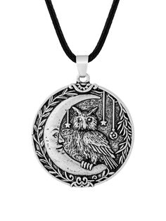 PRICES MAY VARY. Features a beautifully crafted pendant with a wise owl sitting among celestial symbols and floral motifs Made from high-quality zinc alloy with an antique silver finish, meticulously crafted with intricate details Measures about 1.38 inches (3.5 cm) in diameter and arrives ready to wear on a 19.7" (50 cm) faux leather cord A stunning piece of owl jewelry that makes a wonderful Valentine's Day, Christmas, birthday, or anniversary gift 100% customer satisfaction with 30 days money Celtic Owl, Owl Pendant Necklace, Pewter Pendant, Owl Jewelry, Owl Necklace, Owl Pendant, Leather Cord, Floral Motif, Vintage Necklace