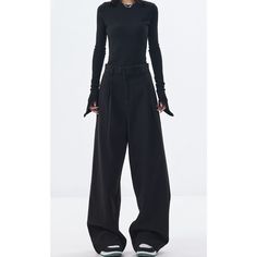 J-020-37 Black Stretch High-waisted Cargo Pants, Baggy Black Full-length Dress Pants, Baggy Black Bottoms For Workwear, Fitted Wide Leg Black Parachute Pants, Chic Black Full-length Cargo Pants, Black Full Length Dress Pants For Winter, Black Wide-leg Dress Pants With Loosely Fitted Hips, Black Full-length Dress Pants For Fall, Black Relaxed Fit Dress Pants For Fall