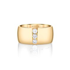 A throwback design made classic and contemporary. The ORB Split Cigar Ring features the timeless ring shape split down the middle with a perfect line of floating diamonds. The perfect addition to your everyday ring stack, this piece is a must have for the fashion forward MM fan! SKU #F523 10mm wide cigar band ring 3pcs 3.0mm G/H SI1 round invisible set diamonds 0.3ctw available in half sizes 4-8, anything outside of this is a special order 14k yellow or white gold Divorce Ring, Single Diamond Ring, Wide Gold Ring, Gold Band Wedding Ring, Ring Stacks, Wide Wedding Bands, Shiny Rings, Mens Jewellery, Timeless Ring