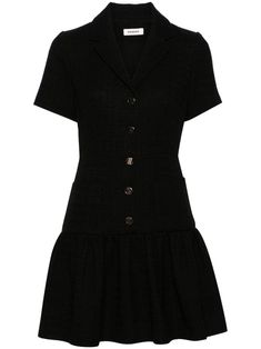 Notched Collar Dress, Italian Street Style, Dresses For Church, Black And Gold Outfit, Sandro Dress, Black Collared Dress, Burberry Dress, Church Dress, Black Tweed