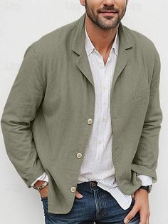 Homens Jaqueta casual Jaqueta Blazer Formal Festa Escritório Forrado Elegante Vintage Primavera Outono POLY Côr Sólida Comum 1 Botão Jaqueta esporte Caqui de 2024 por $39.99 Breast Muscle, Mens Jackets Casual, Formal Party, Cardigan Shirt, Vintage Spring, Blazer Buttons, Blazers For Men, Single Breasted, Casual Jacket