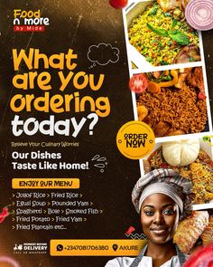 an advertisement for what are you ordering today? with pictures of different foods and vegetables