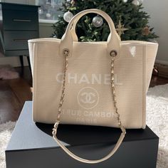 Classic Chanel Look. It’s Even More Gorgeous In Person. It’s A Must-Have For Any Closets! Box And Dust Bag Are Included. Large Luxury Bags For Errands, Large Designer Beige Bag, Large Beige Designer Bag, Designer Large Beige Shoulder Bag, Large Designer Beige Shoulder Bag, Large Beige Designer Shoulder Bag, Large White Luxury Bag, Designer Beige Bags For Everyday Luxury, Large Luxury Beige Bag