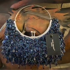 Perfect For The Holidays Or Any Formal Function! The Crystals Make This Purse Shine Beautifully While Holding Its Elegance. Fully Lined. Chic Embellished Blue Bag, Chic Blue Embellished Bag, Elegant Blue Beaded Bag, Blue Sequin Evening Bags, Elegant Blue Bag For Night Out, Blue Evening Bag With Rhinestones, Blue Beaded Evening Bag For Party, Blue Beaded Evening Bag, Blue Beaded Evening Bag For Formal Occasions