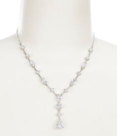 Shop for Cezanne CZ Stone Mix Y-Necklace at Dillard's. Visit Dillard's to find clothing, accessories, shoes, cosmetics & more. The Style of Your Life. Formal Cubic Zirconia Drop Necklace With Adjustable Chain, Silver Necklace Prom, Silver Prom Jewelry, Formal Necklace, Prom Necklaces, Fancy Necklace, Bride Jewelry, Silver Necklace Statement, Prom Jewelry