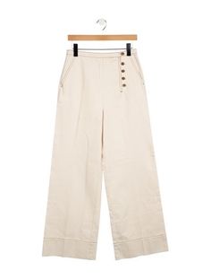 Tory Burch Wide Leg PantsNeutralsHigh-RiseSlit PocketsButton ClosureFit:Pants by Tory Burch typically fit true to size. Casual Wide Leg Pants With Snap Buttons, Beige Wide-leg Bottoms With Buttons, Beige Wide Leg Bottoms With Buttons, Wide Leg Cotton Bottoms With Snap Buttons, Cotton Wide Leg Bottoms With Snap Buttons, Cotton Wide-leg Bottoms With Snap Buttons, Full Length Pants With Button Closure For Spring, Spring Full-length Bottoms With Button Closure, Beige High Waist Wide Leg Pants With Button Closure