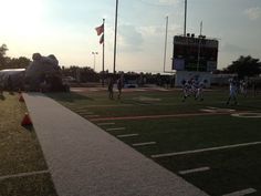 a football game is being played on the field