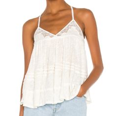 Beautiful Boho Ivory Top! Too Small For Me! Feminine Cream Tank Top For Spring, Neutral Tops For Spring Daywear, Neutral Tops For Daywear In Spring, White Feminine Tank Top With Lace Trim, White Bohemian Cami Top, Beige Cami Top For Daywear, Bohemian White Cami Top, Spring Bohemian Cream Tank Top, Summer Beige Tops With Lace Trim