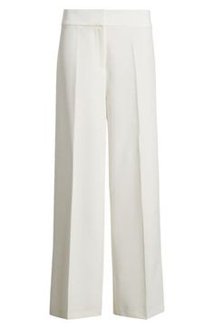 Sharp front pleats create a refined appearance on these wide-leg pants expertly tailored to elevate both in-office and off-duty looks. 31" inseam; 24 1/2" leg opening; 10 3/4" front rise; 15 3/4" back rise Zip fly with hook-and-bar closure 89% polyester, 11% spandex Dry clean Imported Off Duty, Leg Pants, Wide Leg Pants, Wide Leg, Size 2, Dry Clean, Nordstrom, Spandex, Bar