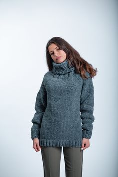 Soft Oversized Sleeve Sweater, Gray Turtleneck Sweater,  Oversized Knitted Sweater,Pullover Sweater, Winter Knit   DETAILS  *Material -Premium Bio Organic EU  Yarn ,certified organic bio yarn, non colored ,no chemical   *100 % Handmade and Homemade locally in Bulgaria /EU / by our own employed knitters. We ensure excellent working conditions- faire paid , free health insurance and 20 days annual paid vacation..     / Made in a smoke-free and pet friendly environment/ *Style - solid *Color - gray Oversized Winter Polo Sweater, Knitted Sweater With Relaxed Fit For Cold Weather, Relaxed Fit Knitted Sweater For Cold Weather, Knitted Relaxed Fit Winter Sweater, Oversized Knitted Polo Sweater For Winter, Relaxed Fit Knitted Sweater For Winter, Cozy Knitted Sweater With Relaxed Fit, Cozy Oversized Knit Polo Sweater, Cozy Chunky Knit Polo Sweater For Winter