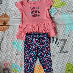 Includes Shirt And Pants, New With Tags, No Rips Stains Or Smells Pink Summer Playwear Pants, Casual Fitted Playwear Sets, Fitted Cotton Pants For Playtime, Cute Spring Playwear Pants, Cute Playwear Pants For Spring, Fitted Pants For Spring Playwear, Fitted Casual Pants For Playtime, Casual Fitted Pants For Playtime, Cute Cotton Pants For Playwear