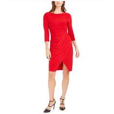 Nwt Red Dress Red Ruched Sheath Mini Dress, Red Sheath Dress For Fall, Red Winter Workwear Dresses, Red Ruched Midi Dress For Formal Occasions, Formal Red Ruched Midi Dress, Red Ruched Dresses For Fall, Fall Red Ruched Dress, Lace Top Dress, Plus Size Designers