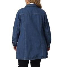 Featuring a button-up front design and long sleeves, this jacket is both practical and stylish. The classic denim look adds a touch of effortless cool to your outfit, making it suit for everyday wear. The chain buttons add a unique touch to this timeless piece, making it perfect for both casual and dressy occasions. The mid-length hemline provides coverage and warmth on cool days, while the lightweight material ensures breathability and comfort throughout the day. It is versatile enough to be pa Plus Size Denim Jacket, Long Sleeve Jean Jacket, Plus Size Denim, Jacket For Women, Outfit Making, Classic Jeans, Different Outfits, Formal Looks, Jean Jackets