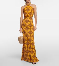 Printed halterneck cotton maxi dress in yellow - Johanna Ortiz | Mytheresa Chic Cotton Halter Neck Maxi Dress, Halter Neck Cotton Maxi Dress For Vacation, Cotton Halter Neck Maxi Dress For Vacation, Cotton Halter Neck Maxi Dress With Tie Back, Elegant Cotton Halter Neck Dress, Cotton Halter Dress For Vacation, Johanna Ortiz Dresses, Cotton Maxi Dress, Johanna Ortiz