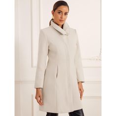 This elegant winter coat is made up of several design points: stand collar, button closure, with pockets, long sleeve, fully lined, mid-long length. Suit for fall/winter and for many occasions, such as Office, Work, Meeting, Business, Holiday, Weekend, Casual Daily, etc. Style this solid coat with blouse, jeans, pants, boots and high heels for a warm and elegant look. Stand collar design shows a slimmer elegant fashionable look. Mid-long length better fit your body, highlight your slim silhouett Winter Overcoat, Pants Boots, Long Overcoat, Winter Outwear, Work Meeting, Long Coat Women, Blouse Jeans, Holiday Weekend, Collar Designs