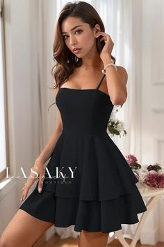 Lasaky - Sophisticated Halter Mini Dress with Stylish Backless Design and Elegant Bow Tie Middle School Prom Dresses Short, Formal Black Dress Short, Middle School Dance Outfits, High School Graduation Dress, Looks Party, Mini Cami Dress, Sling Dress, Grad Dresses, Sleeves Clothing