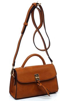 Twist Lock Flap Satchel Crossbody Bag Faux vegan leather Turn-lock & Zip top closure Gold-tone hardware Detachable shoulder strap L 8 * H 4.4 * W 3.1 (2 D) Charming Charlie, White Bag, Zip Top, Individual Style, Vegan Leather, Satchel, Crossbody Bag, Shoulder Strap, Coral