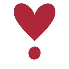 a red heart with an exclamation symbol in the middle, on a white background