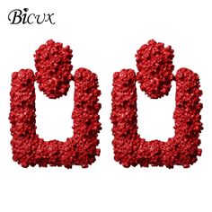 FREE SHIPPING Fashion Gold Drop Earrings for Women Statement Big Geometric Metal Earrings JKP1691 Red Metal Earrings For Summer, Bar Earrings Cartilage, Meteorite Jewelry, Hot Pink Roses, Metal Drop, Earring Cards, Hanging Earrings, Big Earrings, Bar Earrings