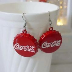 New Handmade "Always Coca-Cola" Earrings (1.5" Long X 0.75" Wide) Personalized Red Casual Jewelry, Casual Red Metal Jewelry, Casual Red Jewelry For Gifting, Casual Red Jewelry For Gifts, Personalized Casual Red Jewelry, Casual Personalized Red Jewelry, Red Novelty Jewelry For Gift, Red Novelty Jewelry As Gift, Novelty Red Jewelry Gift