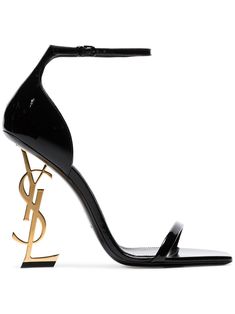 black leather open toe leather lining ankle strap signature 110mm YSL heel Made in Italy Hak Tinggi, Dr Shoes, Ysl Heels, Ysl Shoes, Statement Shoe, Saint Laurent Shoes, Black Leather Sandals, Black Sandals Heels, Designer Sandals