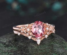 - Metal: Solid gold(10K/14K/18K white/yellow/rose gold),925 sterling silver,platinum available- Main Stone: 6x8mm oval lab Papalacha pink sapphire- Accent Stone: diamonds or moissanites- Wedding Band Stone: diamonds or moissanites- Band Width: About 1.4mm- Can be personalized: Yes Pastel Engagement Ring, Elegant Pink Bridal Sets As Gift, Elegant Pink Bridal Sets For Gift, Elegant Pink Bridal Sets For A Gift, Elegant Pink Bridal Sets For Gifts, Pink Diamond Ring With Accents For Wedding, Pink Diamond Ring With Diamond Accents For Wedding, Exquisite Pink Diamond Wedding Ring, Wedding Pink Diamond Cut Ring