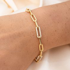 Our 14k Diamond Link Paper Clip Bracelet is a classic take on a paper clip bracelet, while adding just the right amount of bling to give you that extra shimmer. 14k Solid Gold and Genuine Diamonds .80 CTW Diamond Quality SI1 - SI2, Color GH Available in lengths 6.5" and 7" Due to the handmade nature of this bracelet, please allow 1 - 2 weeks for processing. Paper Clip Bracelet Gold, Paper Clip Bracelet, Paperclip Bracelet, Bracelet Gold, Link Necklace, Paper Clip, Delicate Bracelet, Small Gifts, Handmade Natural