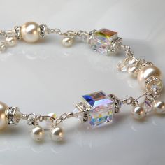 :) Luxury Beaded Bracelets With Sparkling Stones For Wedding, Sparkling Stones Beaded Bracelet For Wedding, Elegant Wedding Beaded Bracelets With Rhinestones, Elegant Beaded Bracelets With Bling For Wedding, White Sparkling Crystal Bracelet For Wedding, Bride Bracelet, Queen Gifts, Handmade Crystal Jewelry, Mermaid Jewelry