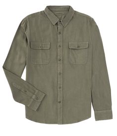 From Lucky Brand&#x2C; this woven shirt features:Button down collarLong sleevesButton front closureDouble chest pocketsCotton/rayonMachine wash/tumble dryImported. Khaki Collared Shirt, Casual Collar Workwear Shirt With Pockets, Fall Khaki Shirt With Snap Buttons, Workwear Shirt With Casual Collar And Pockets, Casual Collar Shirt With Pockets For Workwear, Khaki Shirt With Snap Buttons For Fall, Khaki Button-up Shirt With Buttoned Pockets, Button-up Work Shirt With Flap Pockets, Khaki Shirt With Button Closure And Lapel Collar