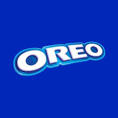 the word oreo on a blue background