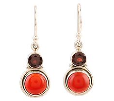 Add a little spice to your look with the brilliant shades of red in these sterling silver garnet and carnelian earrings. From Novica. Red Garnet Round Earrings, Red Polished Earrings For Gift, Red Round Earrings With Polished Finish, Round Carnelian Gemstone Earrings, Carnelian Gemstone Round Earrings, Round Carnelian Earrings, Red Carnelian Gemstone Earrings, Garnet Gemstone Earrings, Nickel-free Red Carnelian Earrings