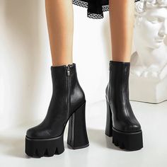 Radd Women's Black Platform Ankle Boots | Ultrasellershoes.com – Ultra Seller Shoes Black Platform Ankle Boots, Goth Platforms, Extreme High Heels, Basic Boots, Women Ankle Boots, Brand Name Shoes, Shoes Platform, Super High Heels, Boots Women Fashion