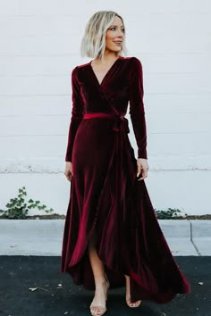 Jada Ribbed Velvet Wrap Dress | Mulberry Long Sleeve Velvet Dress Wedding Guest, Plum Wedding Winter Guest Wrap Dress, Wrap Dress Holiday, Red Velvet Wrap Dress, Velvet Mother Of Bride Dress, Velvet Teal Dress, Velvet Dress Designs Fashion, Cocktail Attire For Women Winter, Velvet Dress Long Classy