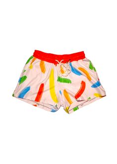 Plein Air Shorts – Trash Queen Cheap Multicolor Letter Print Shorts, Playful White Shorts For Poolside, Playful Swim Trunks With Elastic Waistband For Spring, Playful Beach Shorts, Playful Short Swim Trunks For Spring, Playful Summer Shorts, Playful White Short Swim Trunks, Fun White Shorts For Beach, Playful Short Bottoms For Poolside