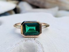 14k Gold Emerald Ring East West Setting Emerald Engagement | Etsy Anniversary Emerald Ring With Bezel Setting, Classic Emerald Ring With Rectangular Bezel Setting, Formal Emerald Ring With Rectangular Stone And Bezel Setting, Bezel Set Baguette Cut Emerald Ring, Emerald Baguette Cut Ring With Bezel Setting, Baguette Cut Emerald Ring With Bezel Setting, Baguette Cut Bezel Set Emerald Ring, Green Emerald Cut Ring With Bezel Setting, Emerald Ring With Bezel Setting For May Birthstone