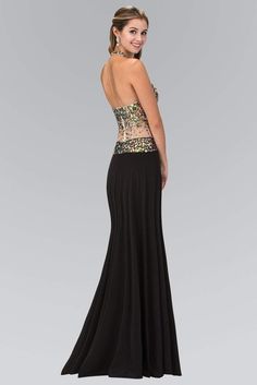 Elizabeth K - GL1070 Jeweled Halter Neck Jersey Trumpet Dress – Couture Candy Halter Neck Evening Dress With Fitted Bodice For Prom, Fitted Bodice Halter Neck Evening Dress For Prom Season, Fitted Halter Dress For Prom, Elegant Sequined Halter Dress For Homecoming, Fitted Bodice Halter Dress For Gala And Prom Season, Fitted Bodice Halter Dress For Prom Season Parties, Fitted Bodice Halter Dress For Prom Season, Fitted Bodice Halter Dress For Prom Party, Halter Dress With Fitted Bodice For Prom Season Party