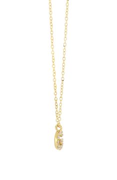 A dainty initial pendant alight in pavé diamonds makes this handcrafted necklace of 18-karat gold a lovely personalized piece for any occasion. 16" length; 2" extender; 1/8"W x 1/8"L pendant Total diamond weight: 0.04ct. Color: G Clarity: VS 18k gold/diamond Imported >Diamond Guide Gold Diamond Initial Pendant Charm Necklace, Elegant Diamond Initial Necklace With Cable Chain, Fine Jewelry Initial Pendant Necklace With Cable Chain, Gold Initial Pendant Name Necklace With Diamond Accents, Gold Initial Pendant Charm Necklace With Diamond Accents, Gold Initial Pendant Charm Necklaces With Diamond Accents, Gold Charm Necklaces With Diamond Accents, Dainty Initial Pendant Necklace With Diamond Accents, Dainty Initial Necklace With Diamond Accents