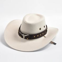 Product Overview Step into the world of classic Western charm with our Vintage Western Cowboy Hat. Perfectly blending style with practicality, this hat is a must-have accessory for any travel enthusiast or party-goer. Its solid color and elegant suede-like finish make it an ideal choice for both men and women who appreciate timeless style with a modern twist. Key Features Material: High-quality polyester with a suede finish for durability and comfort. Applicable Season: Versatile design perfect Vintage Beige Travel Hat, Cream Felt Hat With Short Brim For Country Events, Cream Brimmed Felt Hat For Country Events, Country Style Cream Felt Hat With Short Brim, Classic Adjustable Top Hat For Outdoor, White Adjustable Flat Brim Costume Hats And Headpieces, Classic White Adjustable Felt Hat, Classic Adjustable Cream Top Hat, Classic Adjustable Costume Hats For Kentucky Derby