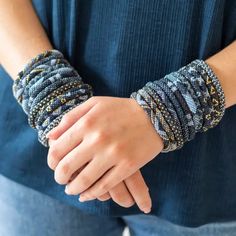 Indulge in a touch of luxury with the Aid Through Trade Roll-On® Midnight Blue Bracelet. This handcrafted accessory adds instant elegance to any outfit. Made by women artisans, each purchase helps to empower and uplift communities. Elevate your style and make a positive impact with this stunning bracelet. Elegant Blue Wrap Bracelet As A Gift, Elegant Blue Wrap Bracelet As Gift, Elegant Handmade Blue Wrap Bracelet, Trendy Handmade Blue Wrap Bracelet, Handmade Blue Braided Bracelets, Trendy Adjustable Blue Cuff Bracelet, Blue Hand Wrapped Bracelets, Handcrafted Accessories, Women Artisans