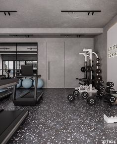 the gym is equipped with equipment for people to use